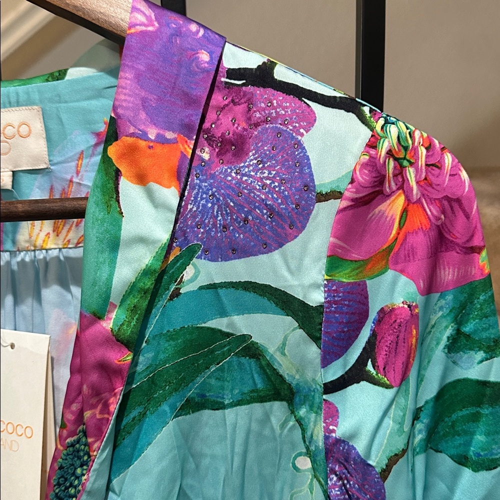 Rococo Sand Blue and Pink Floral Mini Dress - Picture 14 of 16
